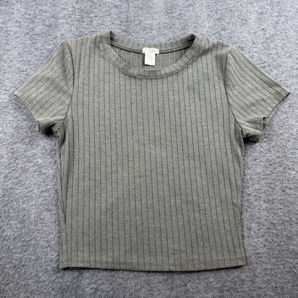 Bozzolo Ribbed T-Shirt Women's Small Olive Green Short Sleeve Crew Neck RT62226
